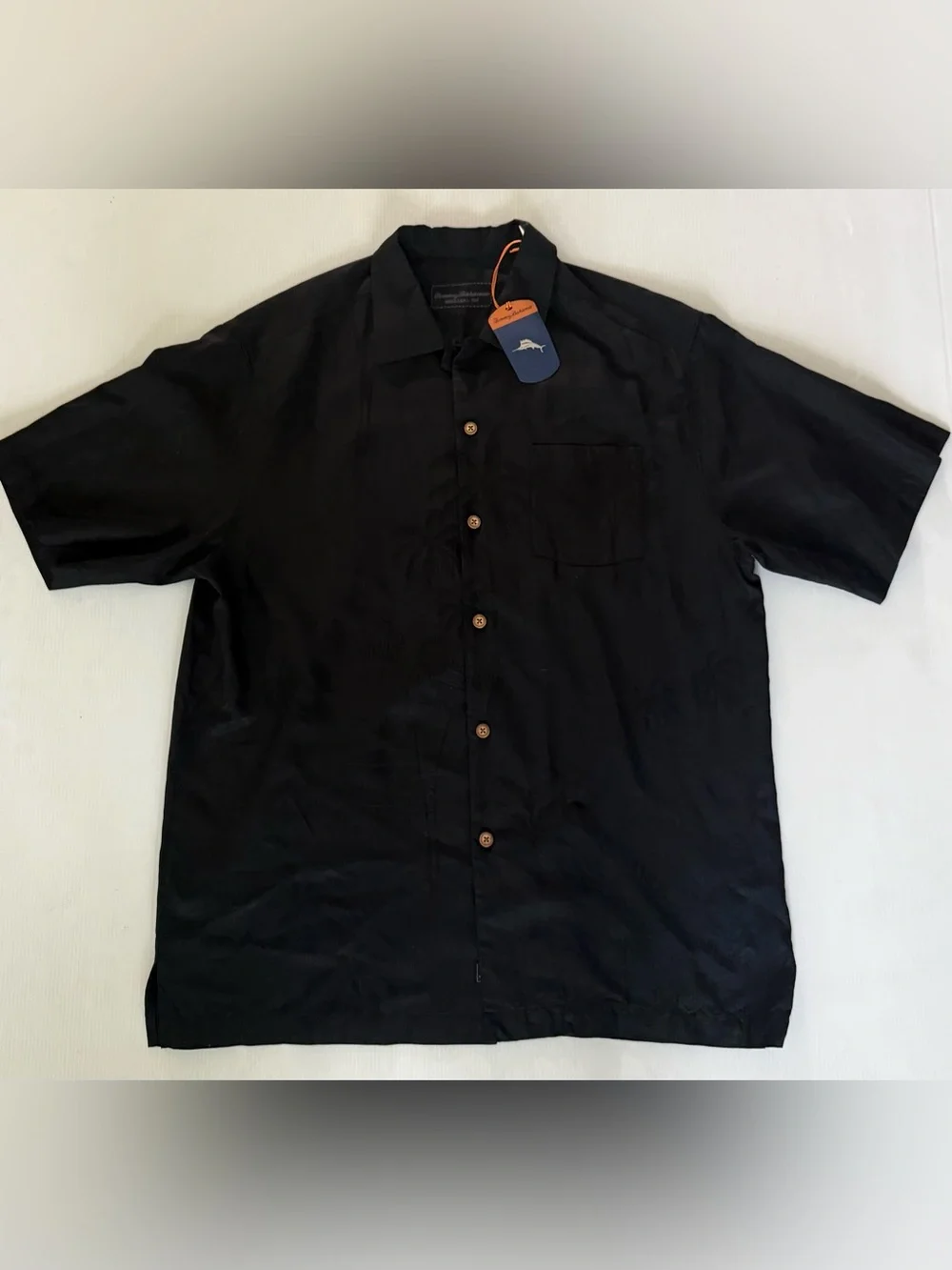 TOMMY BAHAMA Embroidered 100% Silk Black Button-Up Shirt ‘Let it Breathe’ Size M - Picture 3 of 8
